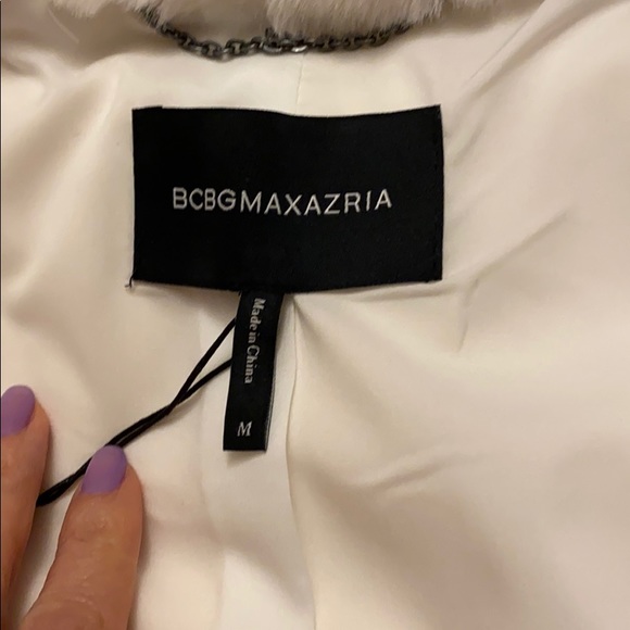 BCBGMAXAZRIA FAUX FUR COAT IN WHITE ONLY - Picture 15 of 16